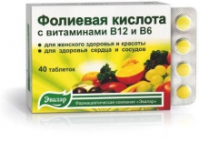 Евалар Фолієва кислота з вітамінами B12 і B6 №40 таблетки